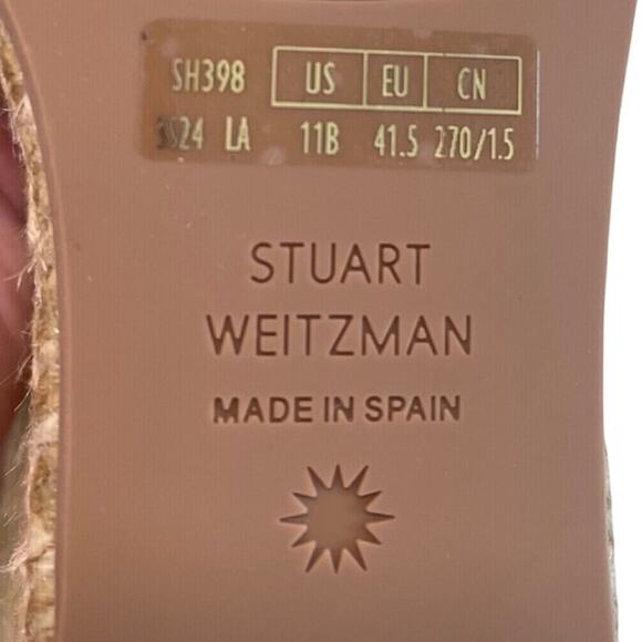 Stuart Weitzman Braida Espadrille Wedge Sandal Tan Leather Women 11B Made Spain - Picture 9 of 10